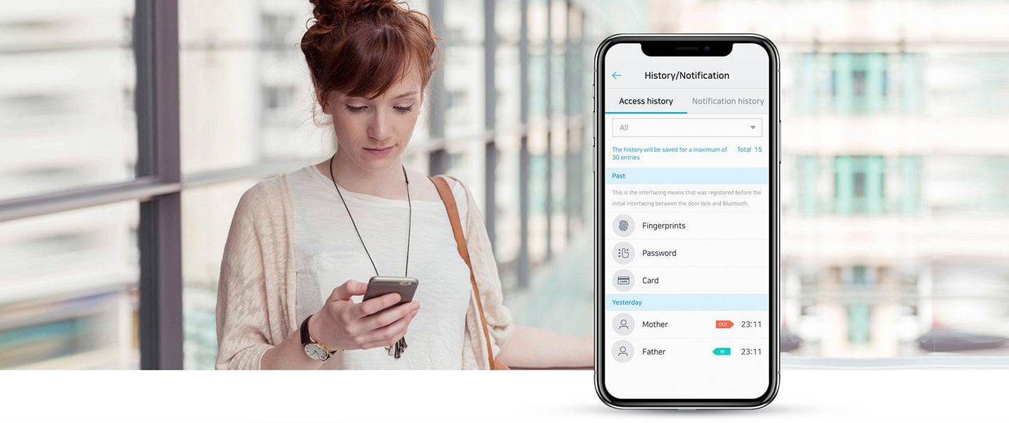 Samsung smart door lock notification/history system