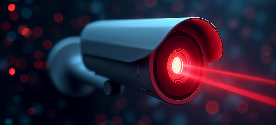 Intrusion detection camera with red light.